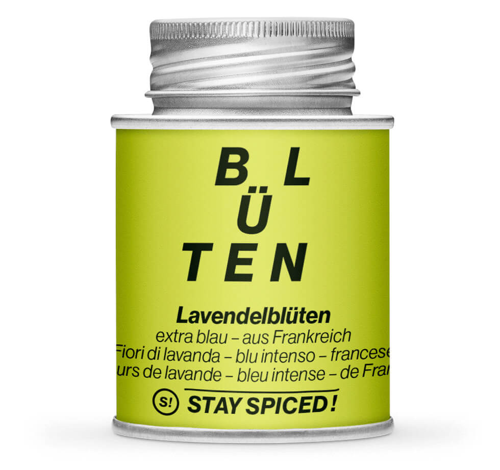 Lavendelblüten extra blau - Geschlossene hellgrüne Gewürzdose von STAY SPICED