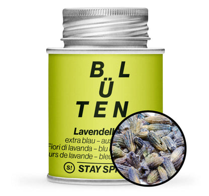 Lavendelblüten extra blau - Hellgrüne Gewürzdose mit kleiner runder Gewürz-Vorschau von STAY SPICED ! bei Chefkoch-Gewürze
