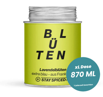 Lavendelblüten extra blau in der grossen XL-Dose (870ml) von STAY SPICED!