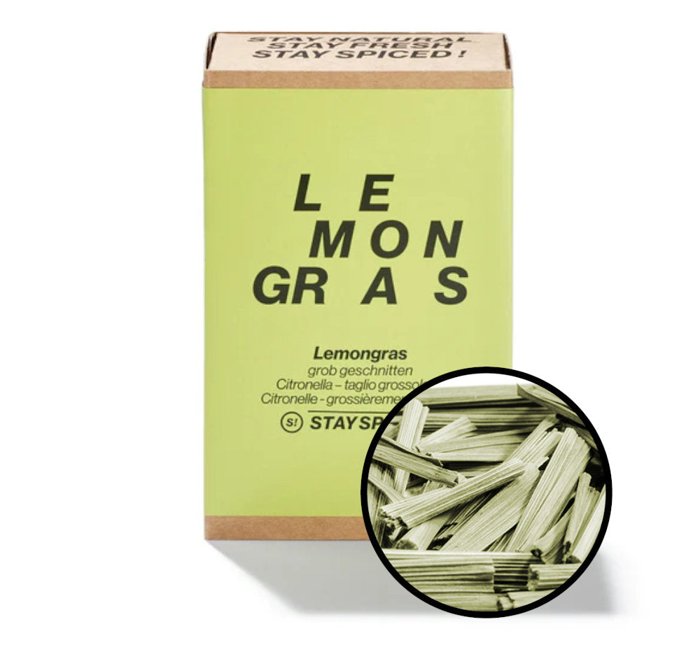 Lemongras grob geschnitten - Detaillierte Nahaufnahme der Verpackung von STAY SPICED! bei Chefkoch-Gewürze