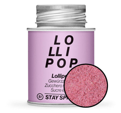 Lollipop Sweet Berrie Dust - Pinke Gewürzdose mit kleiner runder Gewürz-Vorschau von STAY SPICED! bei Chefkoch-Gewürze