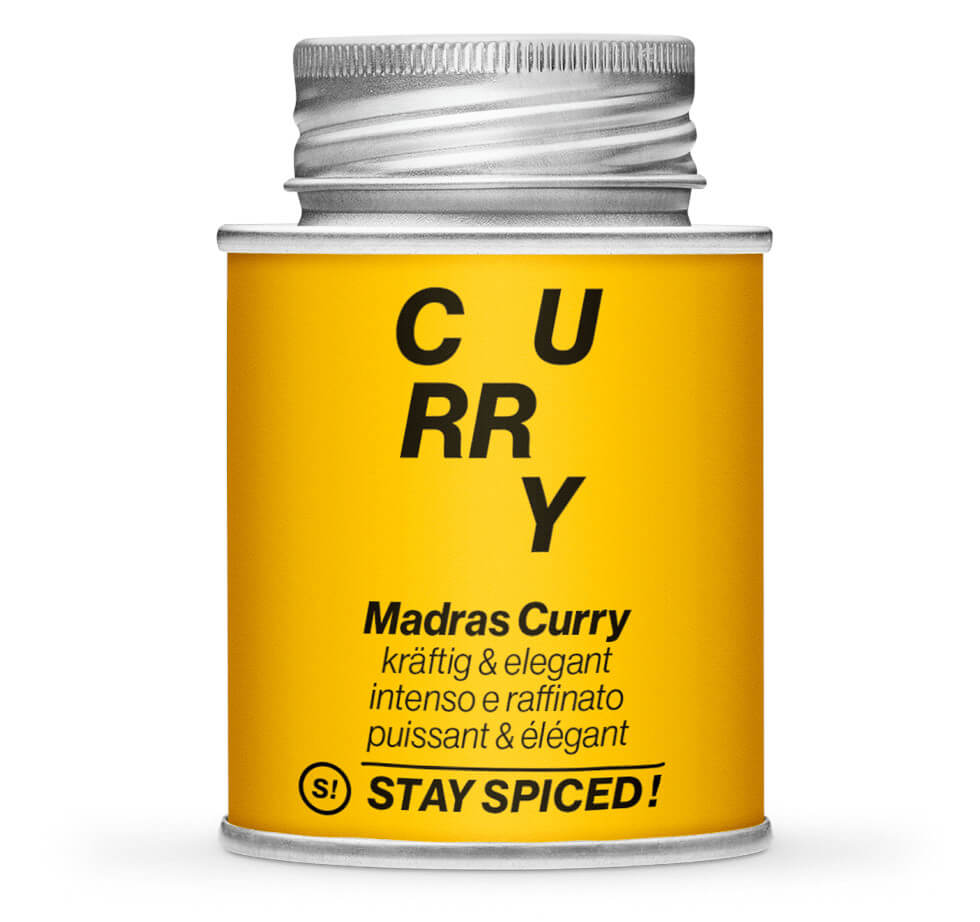 Madras Curry, kräftig & elegant - Geschlossene Gelb Gewürzdose von STAY SPICED!