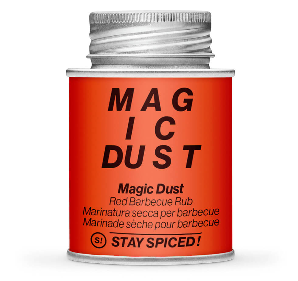 Magic Dust Red Barbecue Rub - Geschlossene rote Gewürzdose von STAY SPICED