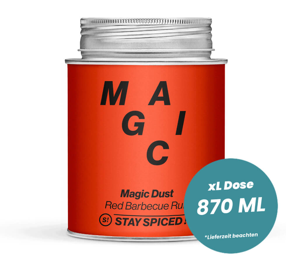 Magic Dust Red Barbecue Rub in der grossen XL-Dose (870ml) von STAY SPICED!