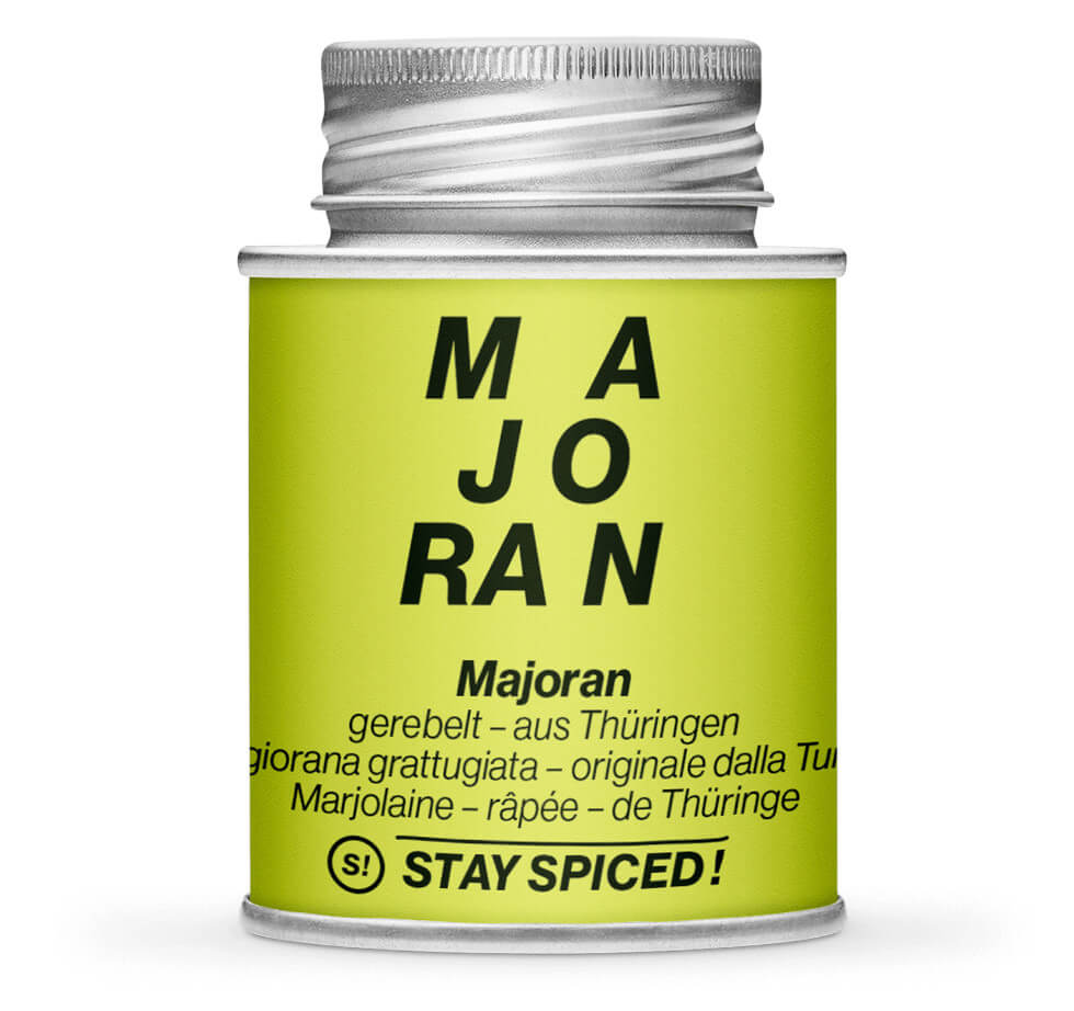 Majoran gerebelt original Thüringer - Hellgrüne Gewürzdose von STAY SPICED! bei Chefkoch-Gewürze