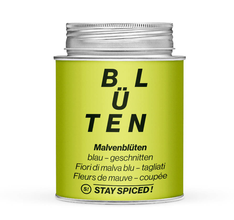 Malvenblüten blau geschnitten - Geschlossene hellgrüne Gewürzdose von STAY SPICED