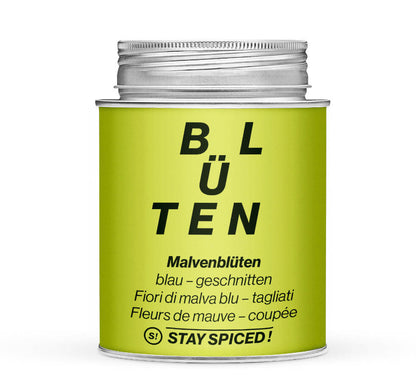Malvenblüten blau geschnitten - Geschlossene hellgrüne Gewürzdose von STAY SPICED