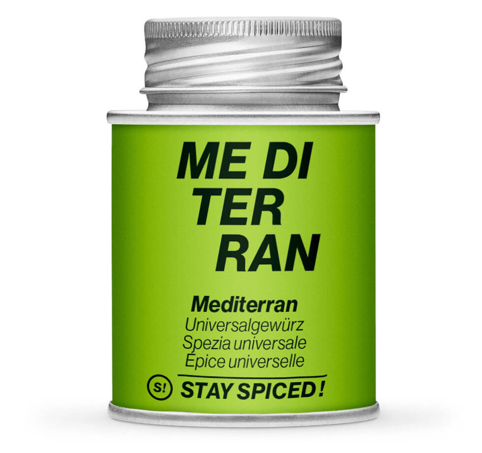 Mediterran Universalgewürz - Geschlossene hellgrüne Gewürzdose von STAY SPICED