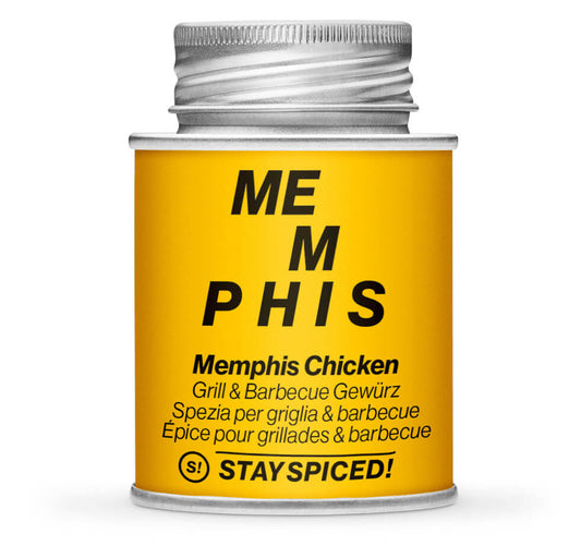 Memphis Chicken, Grill & Barbecue Gewürz - Geschlossene gelbe Gewürzdose von STAY SPICED