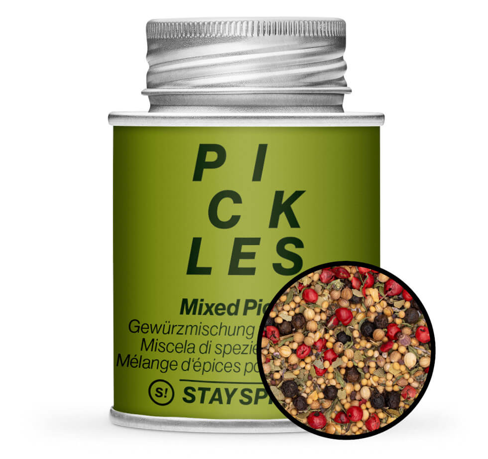 Mixed Pickles - Grüne Gewürzdose mit kleiner runder Gewürz-Vorschau von STAY SPICED! bei Chefkoch-Gewürze