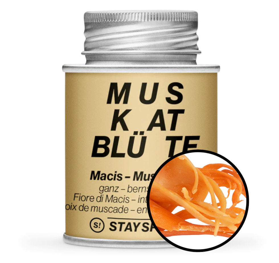 uskatblüte ganz - Detaillierte Nahaufnahme der Dose von STAY SPICED! bei Chefkoch-Gewürz