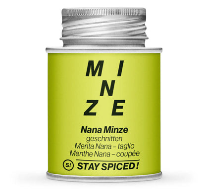 Nana Minze geschnitten 3-5mm - Geschlossene hellgrüne Gewürzdose von STAY SPICED