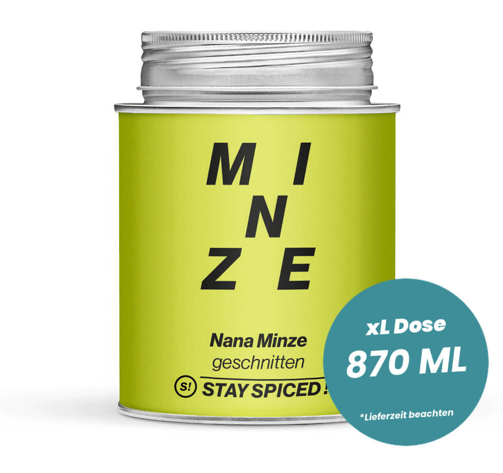 Nana Minze geschnitten 3-5mm in der grossen XL-Dose (870ml) von STAY SPICED!