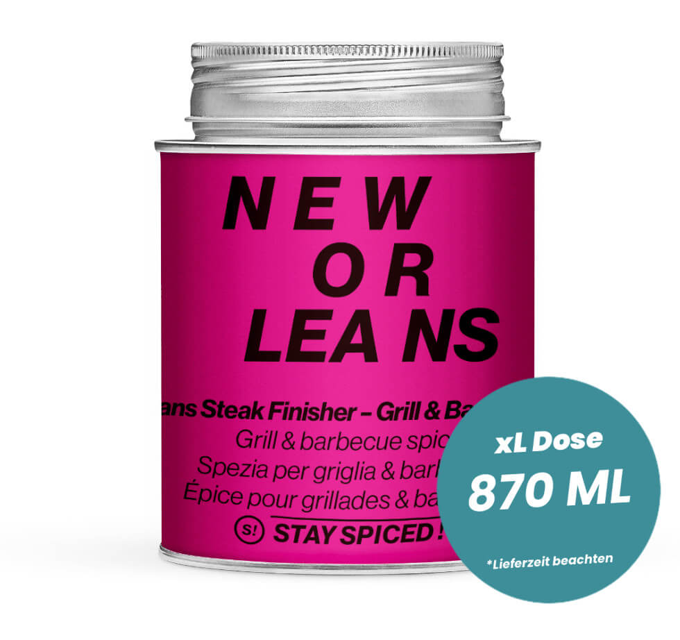 New Orleans Steak Finisher in der grossen XL-Dose (870ml) von STAY SPICED!
