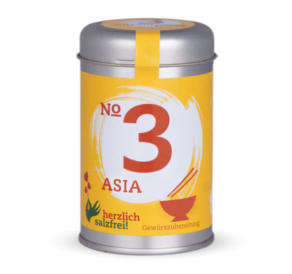 Nr. 3 Asia herzlich salzfrei - Geschlossene gelb-orange Gewürzdose von Chefkoch-Gewürze