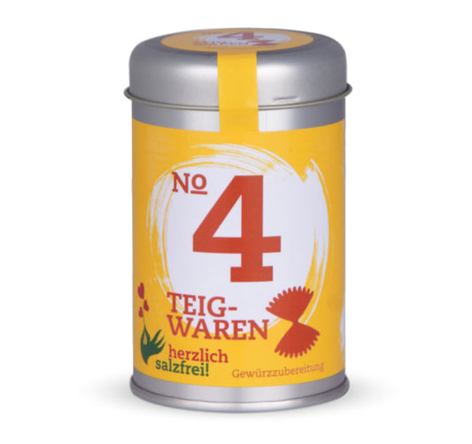 Nr. 4 Teigwaren herzlich salzfrei - Geschlossene gelbe Gewürzdose von Chefkoch-Gewürze