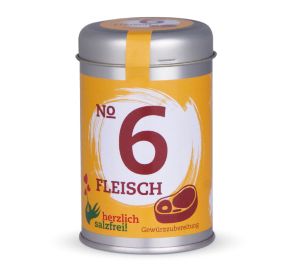 Nr. 6 Fleisch herzlich salzfrei - Geschlossene orange Gewürzdose von Chefkoch-Gewürze