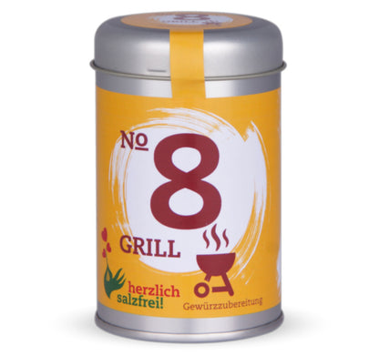 Nr. 8 Grill herzlich salzfrei - Geschlossene orange Gewürzdose von Chefkoch-Gewürze