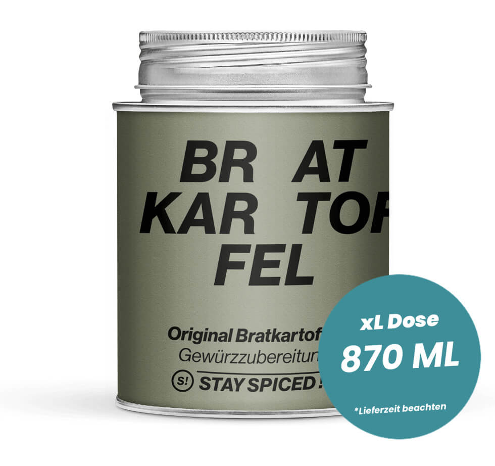 Original Salzburger Bratkartoffel-Gewürzzubereitung in der grossen XL-Dose (870ml) von STAY SPICED!