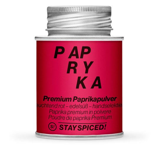 Handselektierter Paprika edelsüss 220 ASTA - Geschlossene Rote Gewürzdose von STAY SPICED!