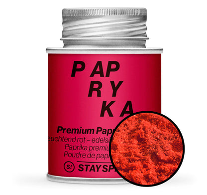 Handselektierter Paprika edelsüss 220 ASTA - Rote Gewürzdose mit Gewürz-Vorschau von STAY SPICED! bei Chefkoch-Gewürze