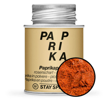 Paprika scharf original ungarisch - Rote Gewürzdose mit Gewürz-Vorschau von STAY SPICED! bei Chefkoch-Gewürze