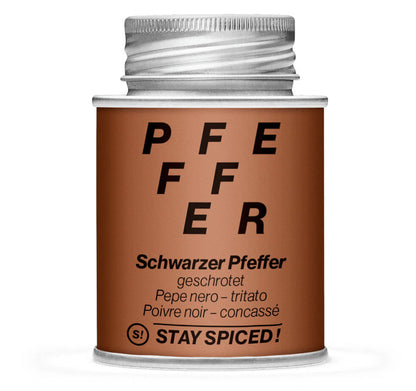 Schwarzer Pfeffer geschrotet - Geschlossene Braun Gewürzdose von STAY SPICED !