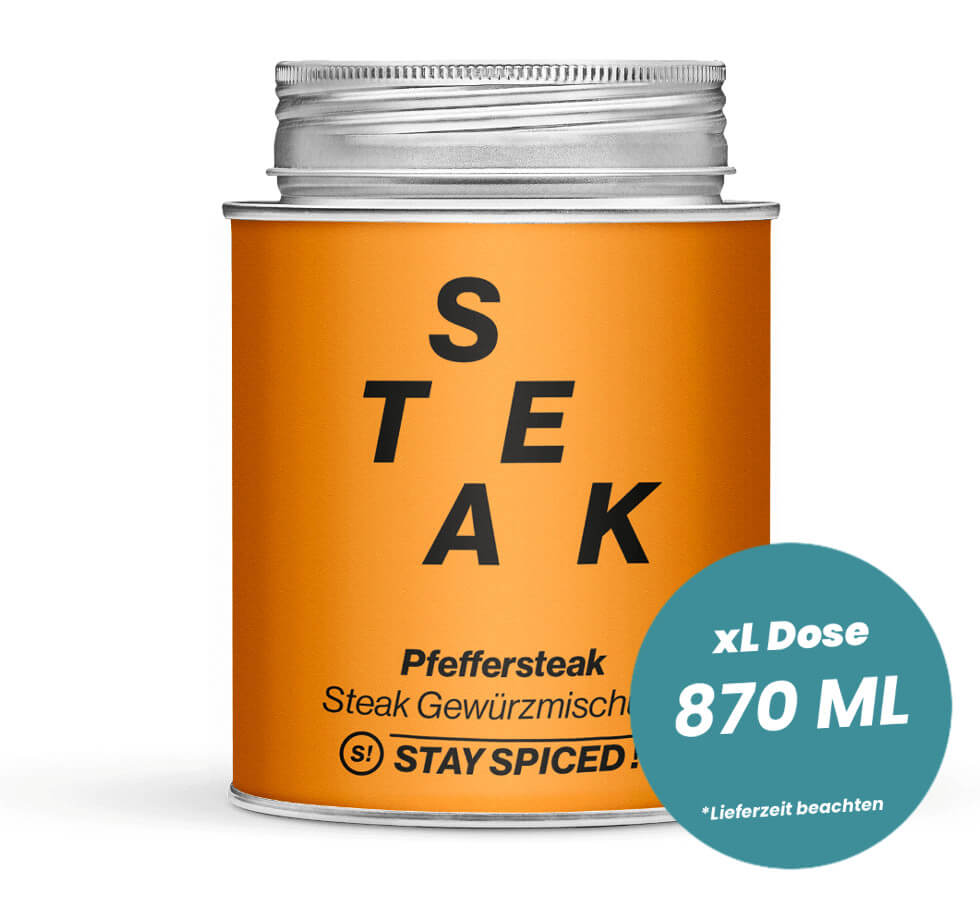 Pfeffersteak - Grill & Fleischgewürz in der grossen XL-Dose (870ml) von STAY SPICED!