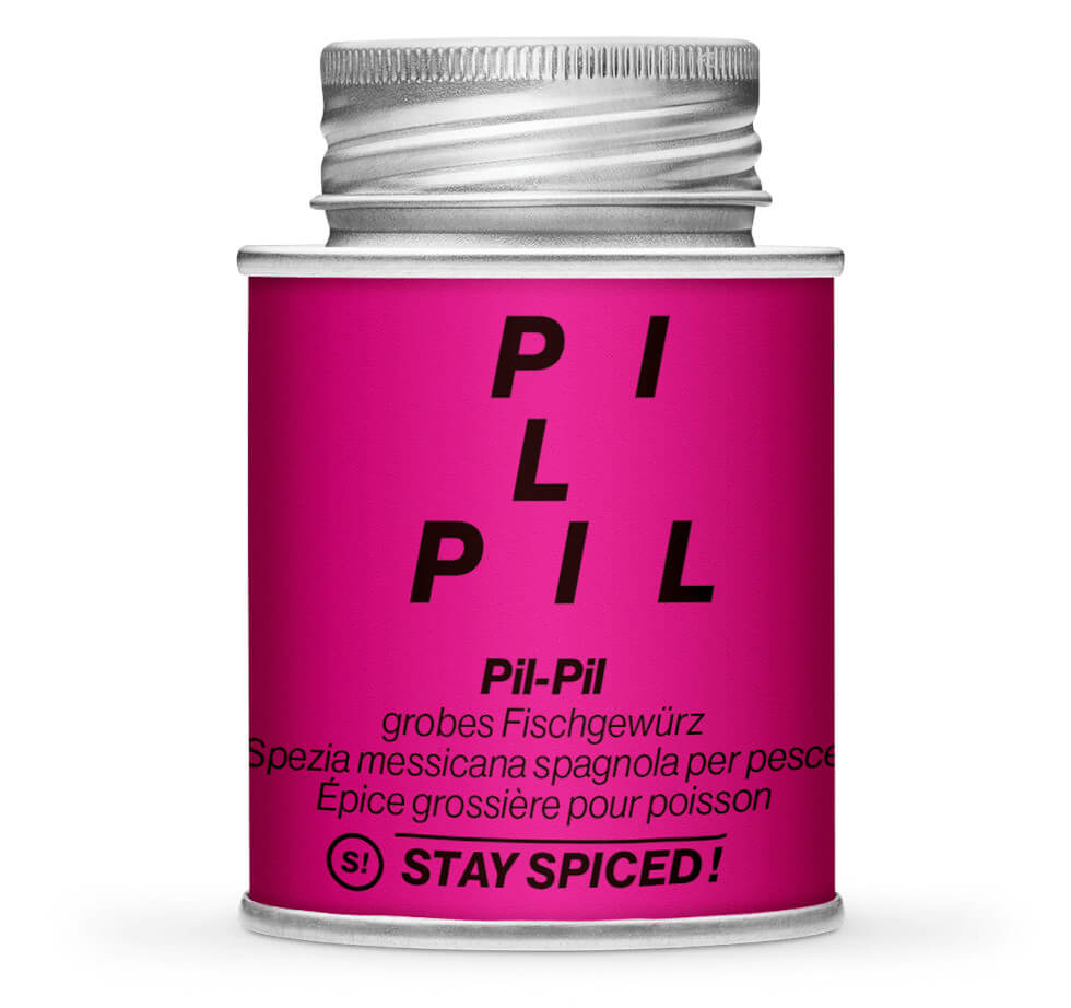 Pil Pil Fischgewürz grob - Geschlossene pinke Gewürzdose von STAY SPICED