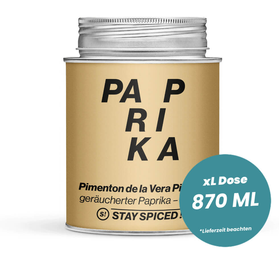 Pimenton de la Vera Picante in der grossen XL-Dose (870ml) von STAY SPICED!