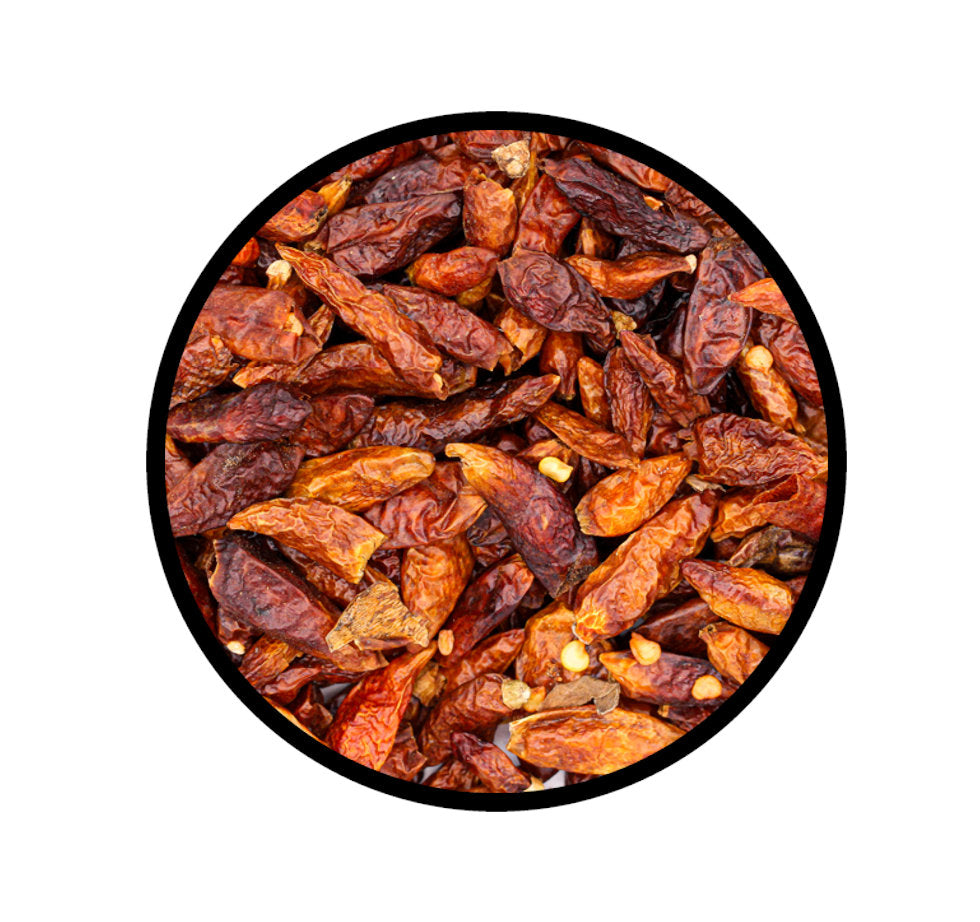 Piri-Piri Chili ganz rot - Detaillierte Nahaufnahme der Textur / Struktur