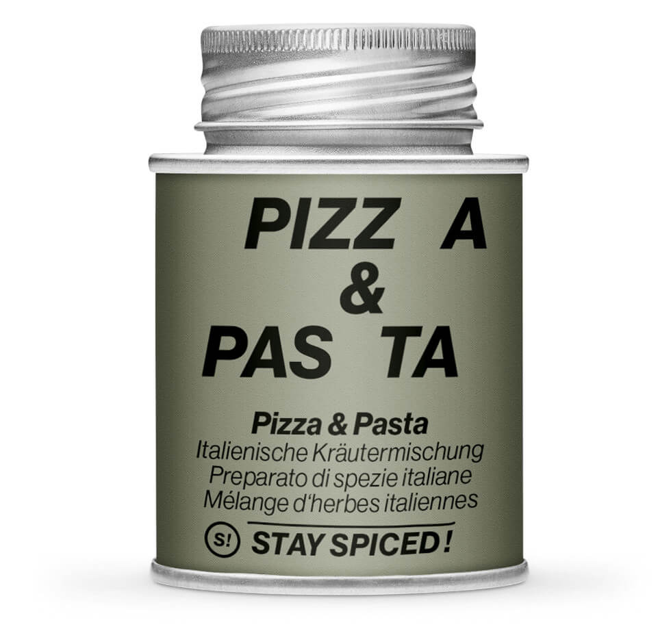 Pizza & Pasta Kräuter - Geschlossene hellgrüne Gewürzdose von STAY SPICED!