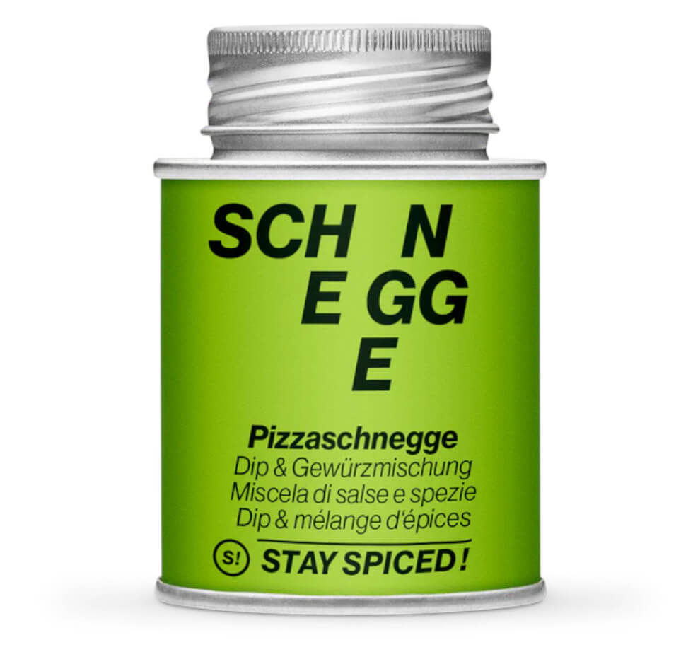 Pizzaschnegge Gewürzsalz - Geschlossene hellgrüne Gewürzdose von STAY SPICED!