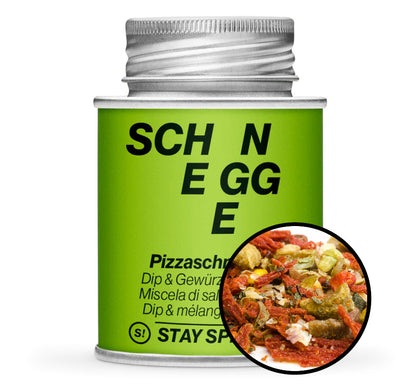 Pizzaschnegge Gewürzsalz - Hellgrüne Gewürzdose mit kleiner runder Gewürz-Vorschau von STAY SPICED! bei Chefkoch-Gewürze