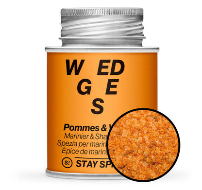 Pommes & Wedges - Marinier & Shaker Gewürz - Orange Gewürzdose mit kleiner runder Gewürz-Vorschau von STAY SPICED ! bei Chefkoch-Gewürze