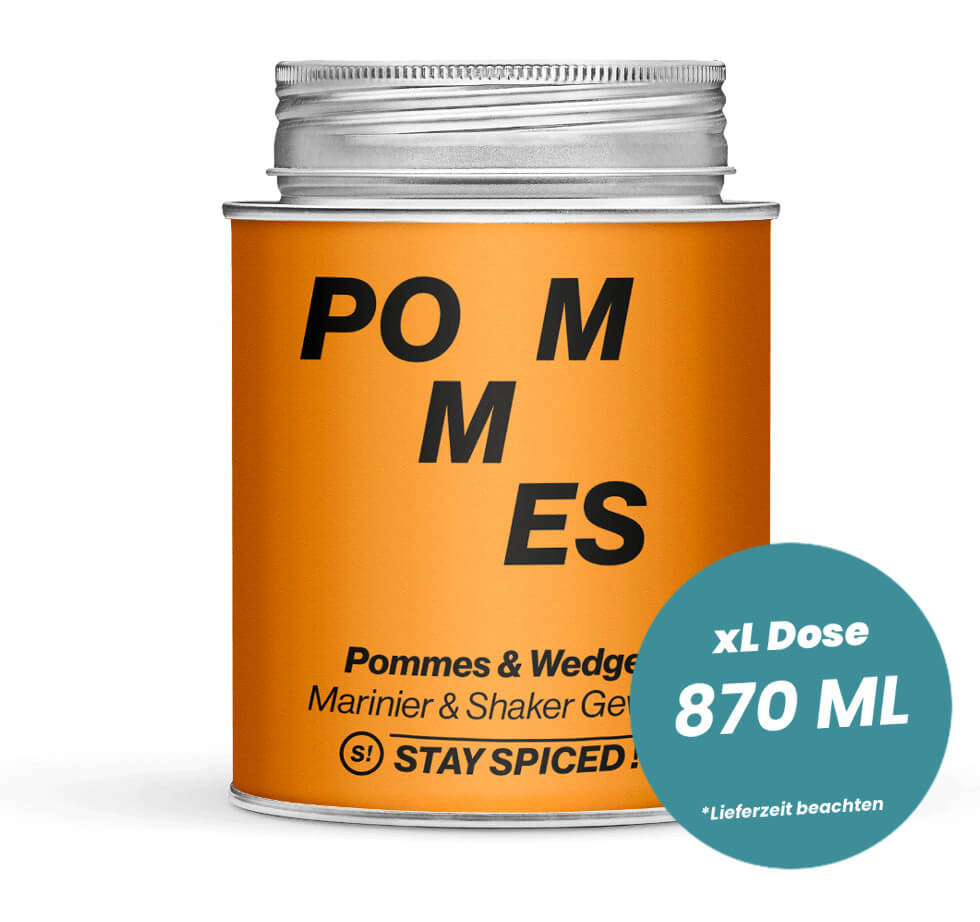 Pommes & Wedges - Marinier & Shaker Gewürz in der grossen XL-Dose (870ml) von STAY SPICED!