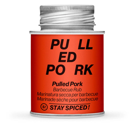 Pulled Pork Barbecue Rub - Geschlossene rote Gewürzdose von STAY SPICED