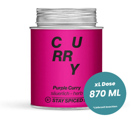 Purple Curry in der grossen XL-Dose (870ml) von STAY SPICED!