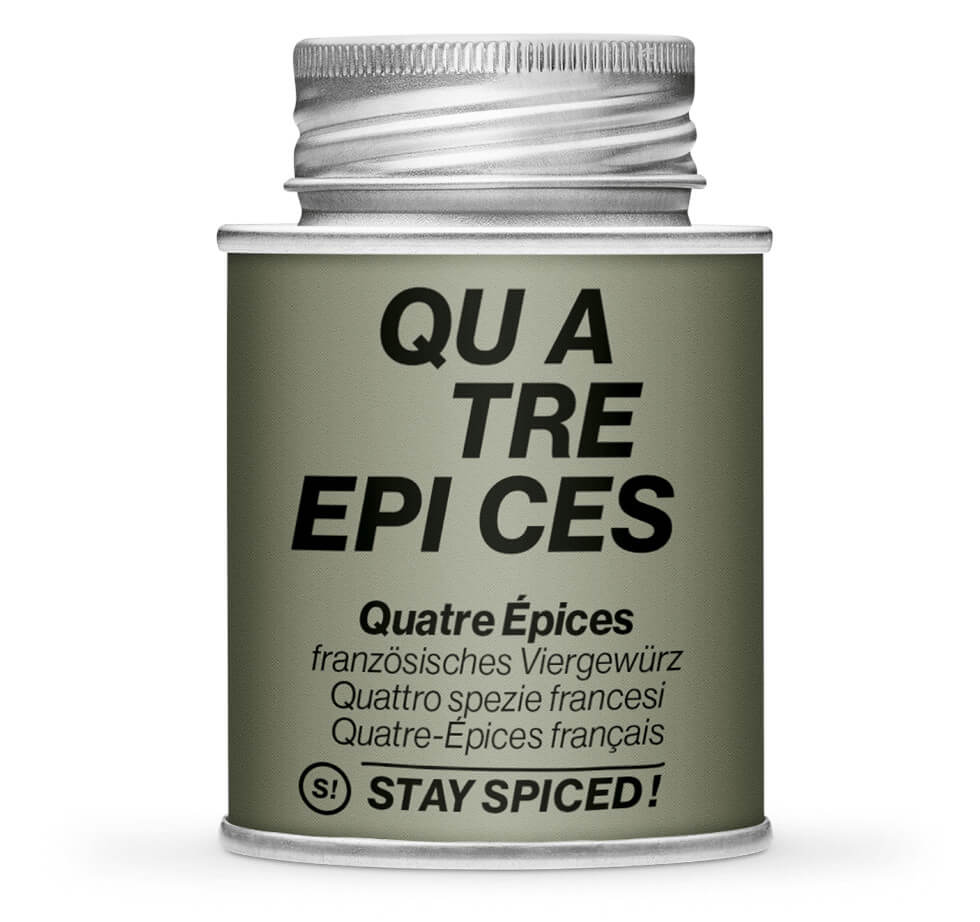 Quatre Epices Viergewürz - Geschlossene graue Gewürzdose von STAY SPICED