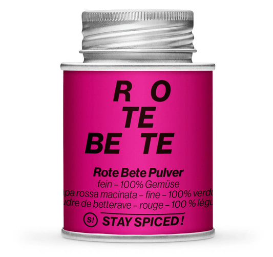 Randen, Rote Bete Pulver, fein - Geschlossene Pink Gewürzdose von STAY SPICED!