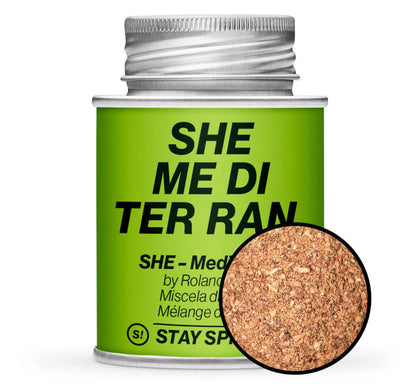 Roland Trettl Mediterran SHE - Hellgrüne Gewürzdose mit kleiner runder Gewürz-Vorschau von STAY SPICED! bei Chefkoch-Gewürze
