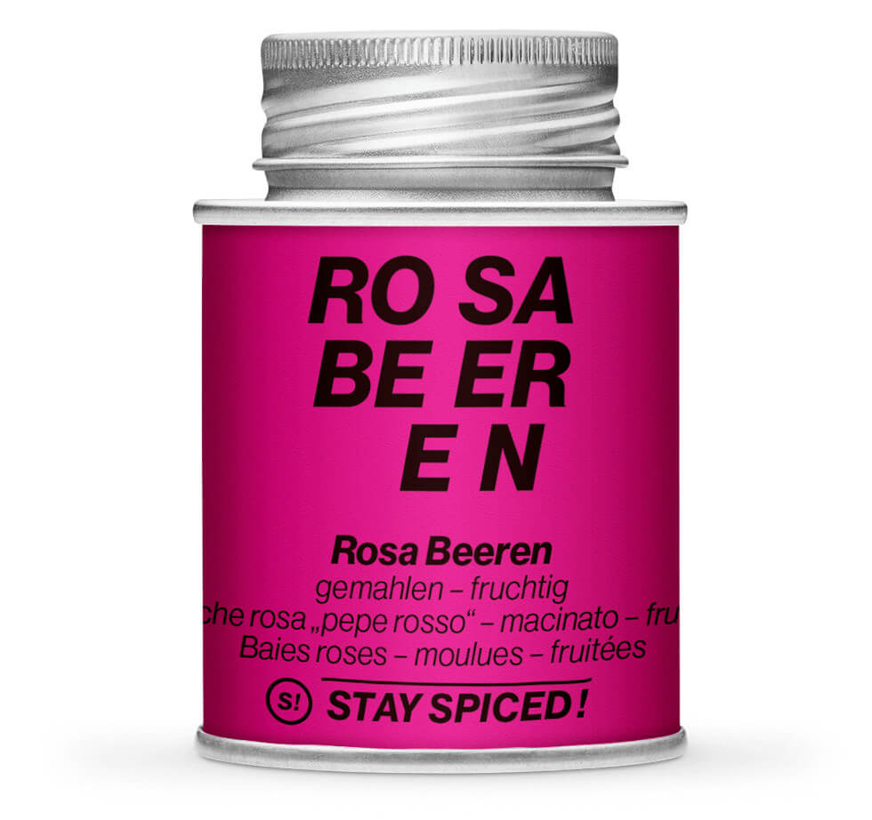 Rosa Beeren gemahlen - Geschlossene Pink Gewürzdose von STAY SPICED !