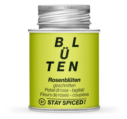 Rosenblüten geschnitten - Geschlossene hellgrüne Gewürzdose von STAY SPICED