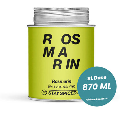 Rosmarin fein gemahlen in der grossen XL-Dose (870ml) von STAY SPICED!