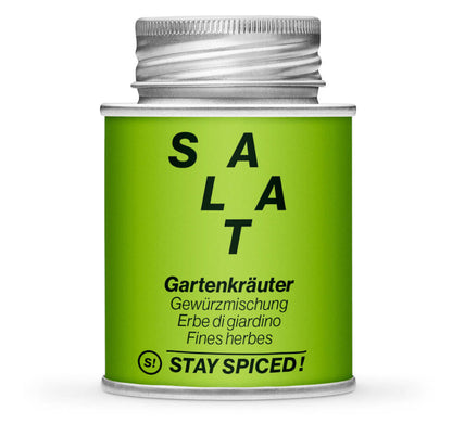Salat Gartenkräuter Mix salzfrei - Geschlossene hellgrüne Gewürzdose von STAY SPICED!