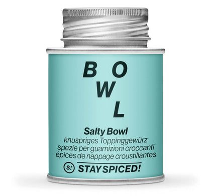 Salty Bowl Spice Gewürzmischung - Geschlossene hellblaue Gewürzdose von STAY SPICED!