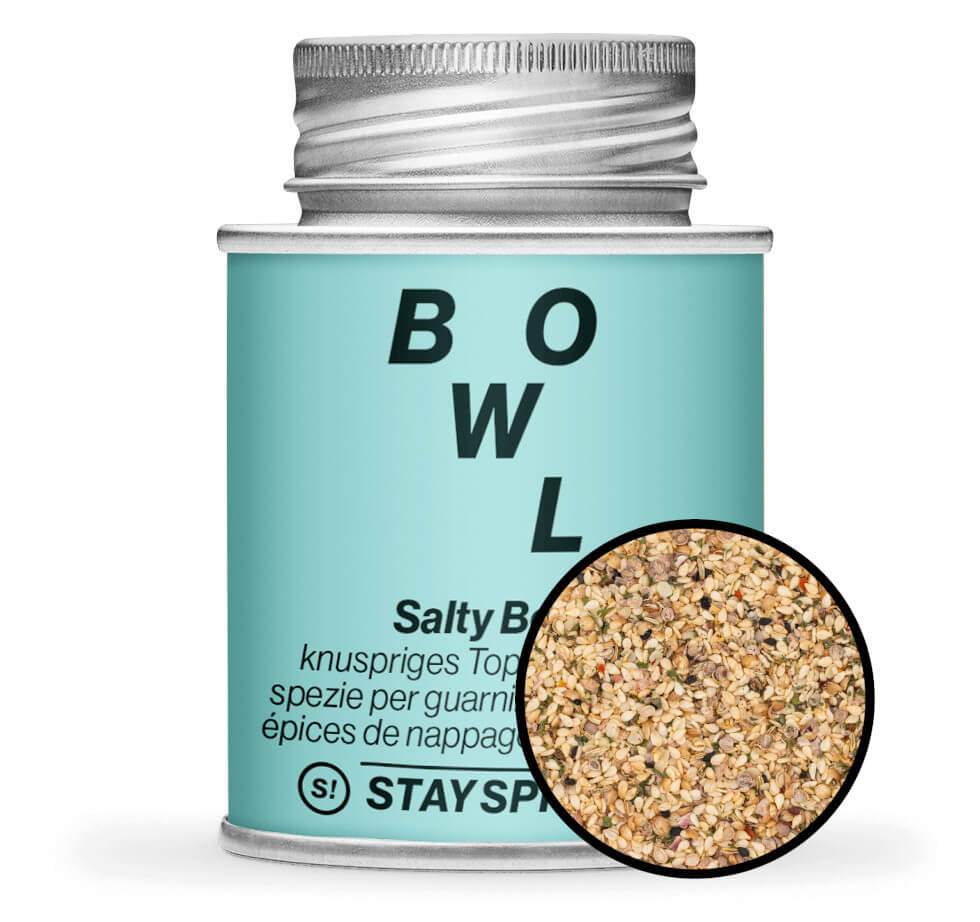 Salty Bowl Spice Gewürzmischung - Hellblaue Gewürzdose mit kleiner runder Gewürz-Vorschau von STAY SPICED! bei Chefkoch-Gewürze