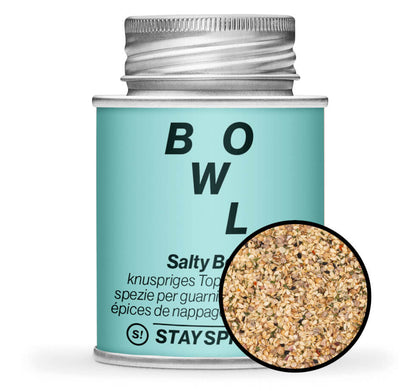Salty Bowl Spice Gewürzmischung - Hellblaue Gewürzdose mit kleiner runder Gewürz-Vorschau von STAY SPICED! bei Chefkoch-Gewürze