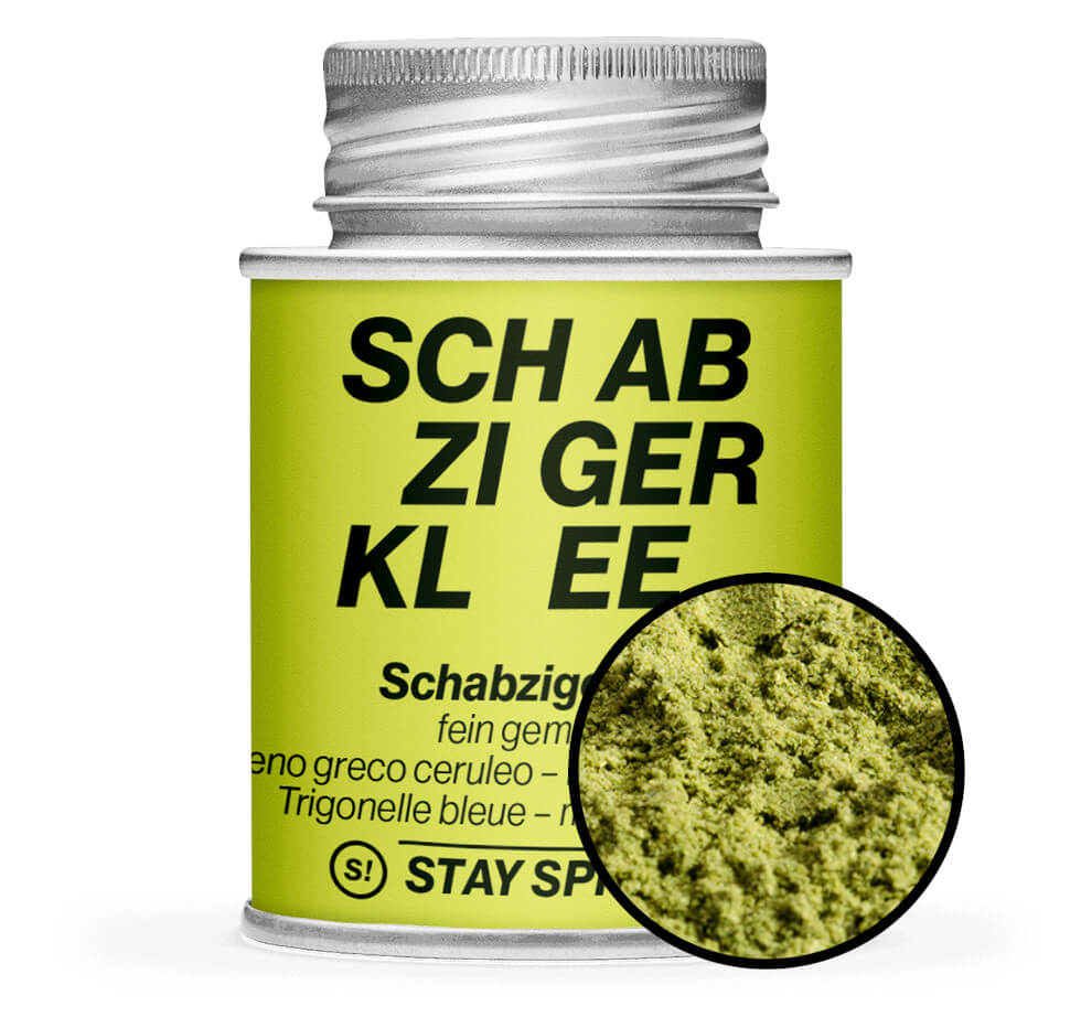 Schabzigerklee gemahlen - Hellgrün Gewürzdose mit Gewürz-Vorschau von STAY SPICED! bei Chefkoch-Gewürze