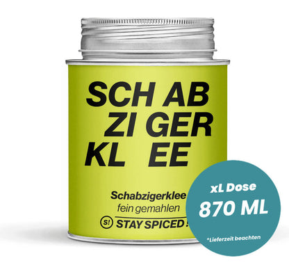 Schabzigerklee gemahlen in der grossen XL-Dose (870ml) von STAY SPICED!